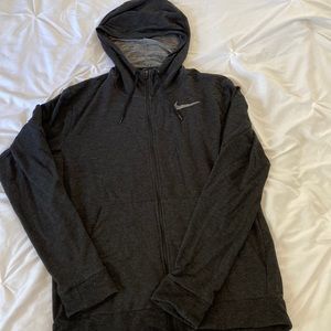 Nike Dark Grey Dri-fit Zip Up Sweatshirt Hoodie